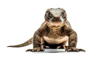 Photo of a komodo dragon on white background. Generative AI