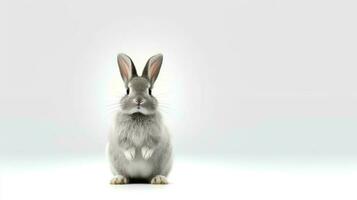 Photo of a rabbit on white background. Generative AI