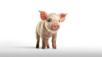 Photo of a pig on white background. Generative AI