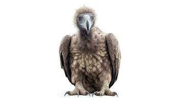 Photo of a vulture on white background. Generative AI