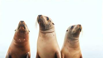 Photo of a sealions on white background. Generative AI