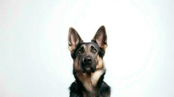 Photo of a german shepherd on white background. Generative AI