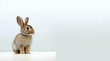 Photo of a rabbit on white background. Generative AI