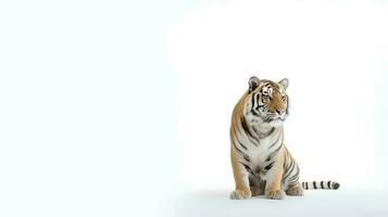 Photo of a tiger on white background. Generative AI