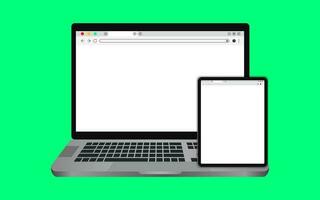 Simple white Web browser window with a green background. vector