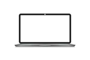 Realistic Laptop Display with a blank screen on a white background. Notebook vector illustration element.