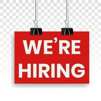 We're hiring or we are now recruiting sign flat icon for apps and websites vector