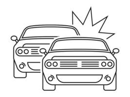 Car crash or Car collision line art icon for apps or websites vector