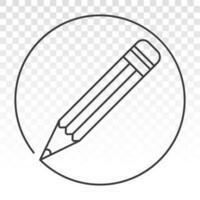 Rounded on pencil line art icon for apps or website vector