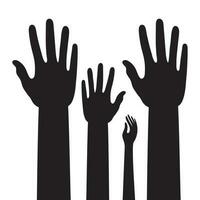 People raised hands or student raising hands flat icon for apps and websites vector