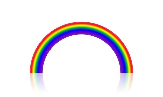 Realistic rainbow icon isolated on a transparent background - stock vector.