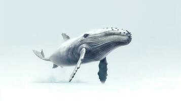 Photo of a whale on white background. Generative AI