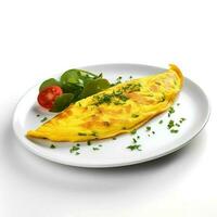 Food photography of Omelette on plate isolated on white background. Generative AI photo
