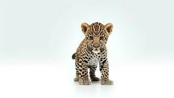 Photo of a jaguar on white background. Generative AI