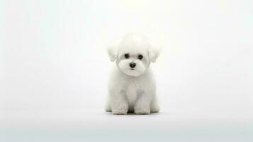 Photo of a Bichon Fise dog on white background. Generative AI