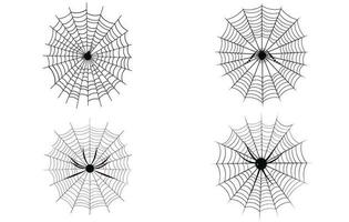 arañas telaraña silueta, Víspera de Todos los Santos elemento araña telaraña, redondo de miedo araña web, Víspera de Todos los Santos íconos vector