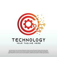 Technology logos, future technology icons, circuits with line styles, vector illustration elements