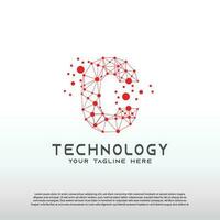 Technology logo with initial C letter, network icon -vector vector