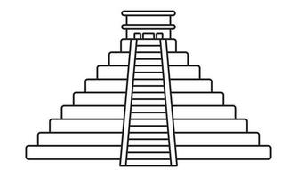 Ancient civilization el Castillo pyramid line art icon for apps and websites vector