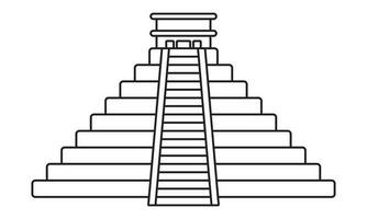 Ancient civilization el Castillo pyramid line art icon for apps and websites vector