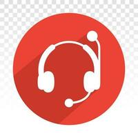 Customer service headset or Customer support earphone flat icon for apps and websites vector