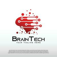 Technology logo with human brain concept, technology icon, illustration element-vector vector