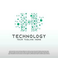 Technology logo with initial H letter, network icon -vector vector