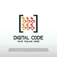 Digital code logo with pixel concept. Barcode. technology icon -vector vector