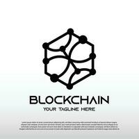 blockchain logo con línea Arte concepto. futuro tecnología firmar o símbolo. criptomoneda -vector vector