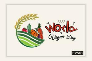 mundo vegano día en texto forma, lata ser usado para antecedentes, pancartas, web plantillas, folletos, en noviembre vacaciones. vector