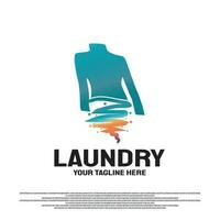 Laundry logo design with fast clothes wash concept. illustration element vector