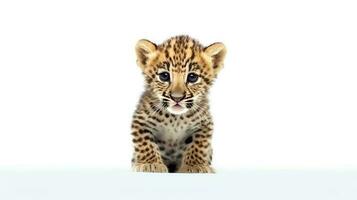 Photo of a leopard on white background. Generative AI
