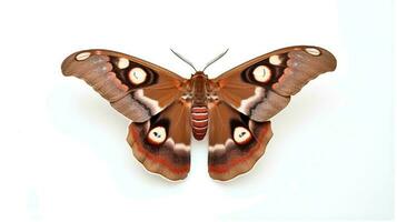 Photo of beautiful butterfly with brown color isolated on white background