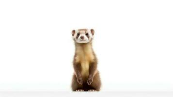 Photo of a ferret on white background. Generative AI