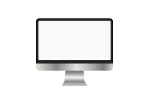 computadora monitor en de moda realista estilo aislado en blanco antecedentes. burlarse de arriba blanco pantalla modelo. vector