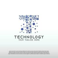 Technology logo with initial T letter, network icon -vector vector