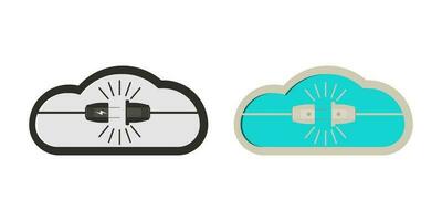 Power plug and cloud icon in vector shape on a white background
