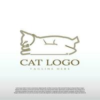 cat logo with line art design. animal and wildlife icon -vector vector