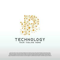 Technology logo with initial P letter, network icon -vector vector