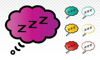 dormido - zzz o sueño en pensamiento burbuja icono para dormir aplicaciones y sitios web . vector