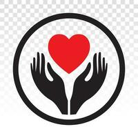 hand holding heart flat icon for healthcare apps and website vector