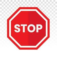 Red stop sign icon with text STOP for apps or websites vector