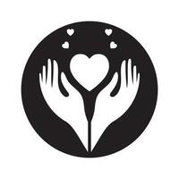 hand holding heart flat icon for healthcare apps and website vector