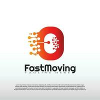 Fast Moving logo with initial O letter concept. Movement sign. Technology business and digital icon -vector vector