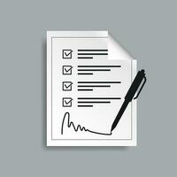 Pen signing icon a contract with line art for business apps and websites vector