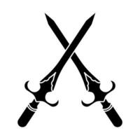 crossed of dagger or short knife for stabbing flat icon for apps and websites vector