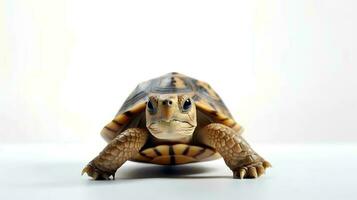 Photo of a turtle on white background. Generative AI
