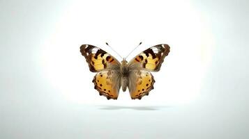 Photo of a painted lady butterly on white background. Generative AI