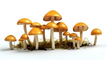 Photo of Mushrooms with roots isolated on white background