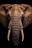 Photo of Elephant on black background.